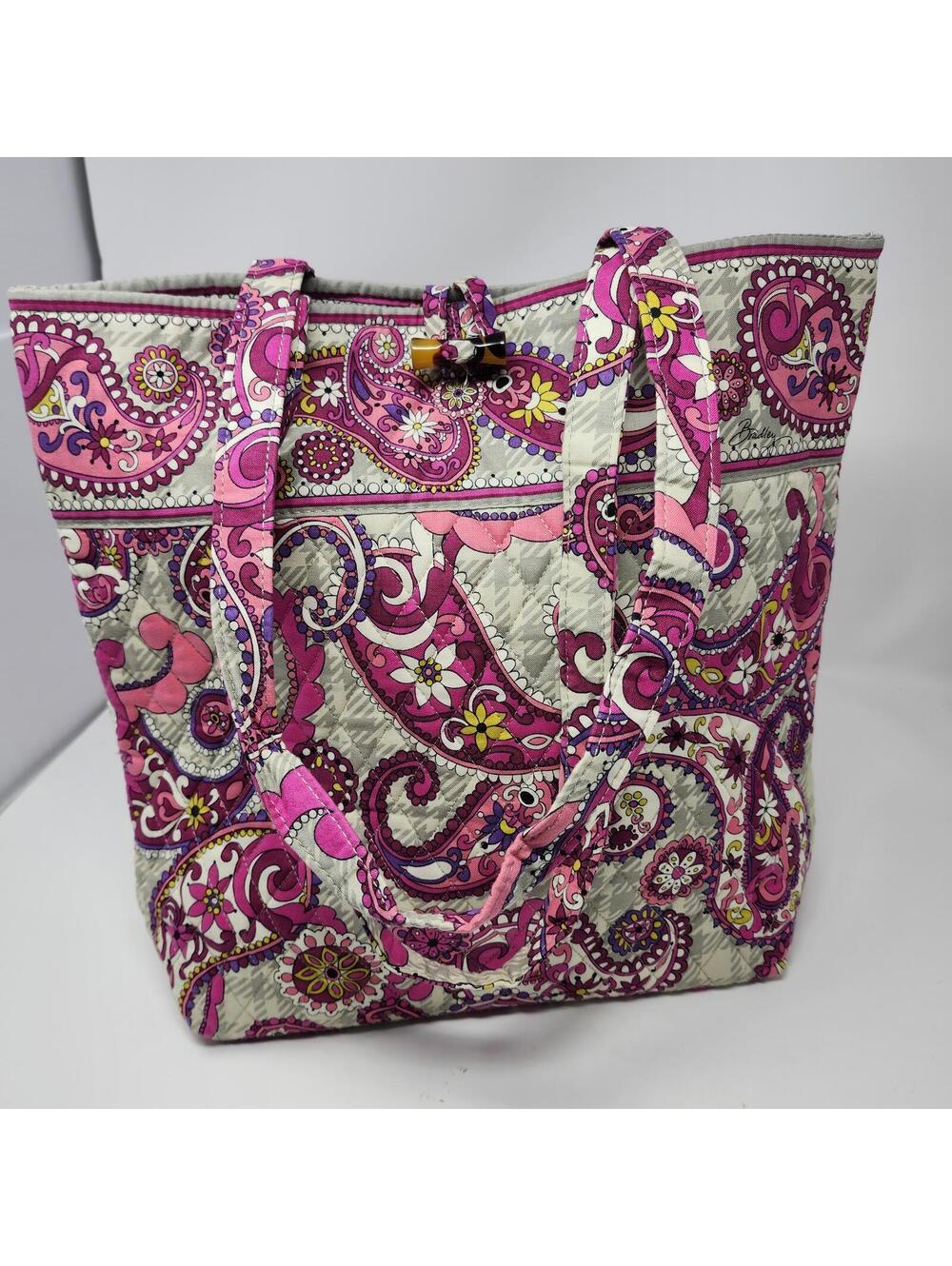 Vera Bradley Pink Paisley Quilted Tote Bag 14x15 Shoulder Bag